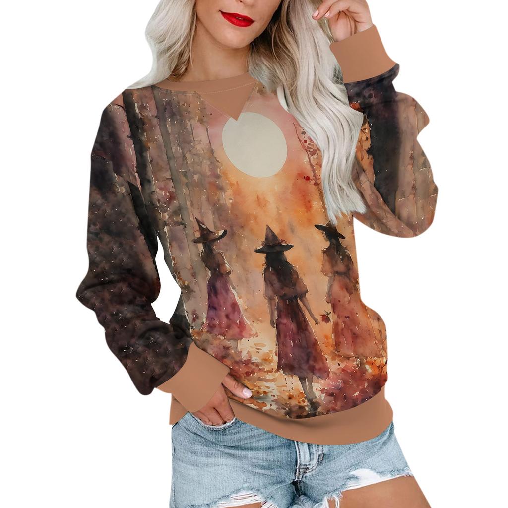 Lässiger, bedruckter Pullover für Damen, Langarmshirt, übergroßes Sweatshirt