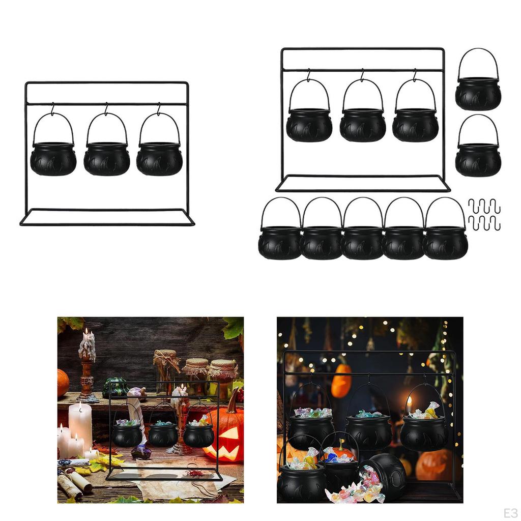 Halloween Candy Bowls Black Witches Serving Scene Props for Indoor Outdoor Small Kettles