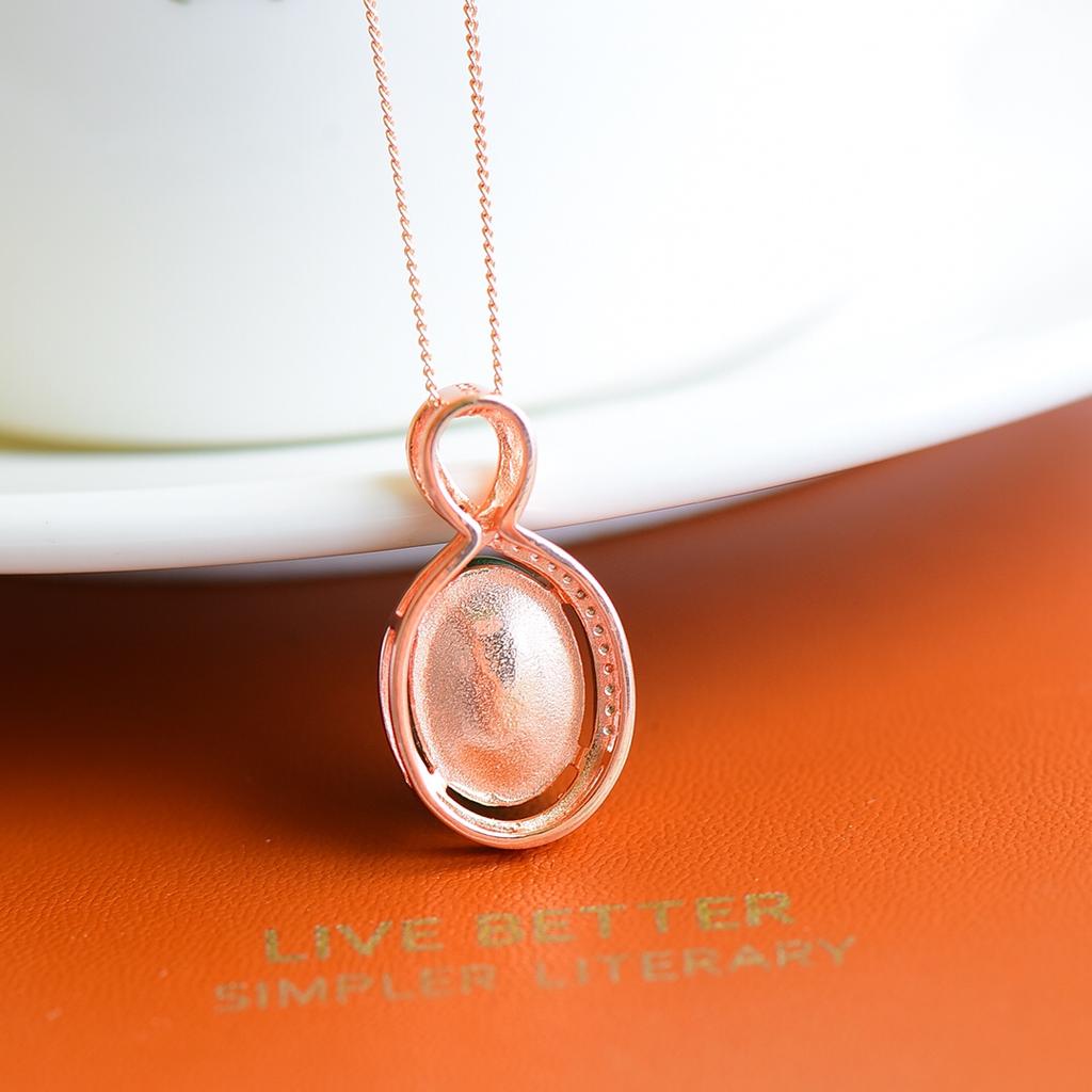 Hotan Jade S925 Silver Inlaid Jasper Egg Face Pendant for Women