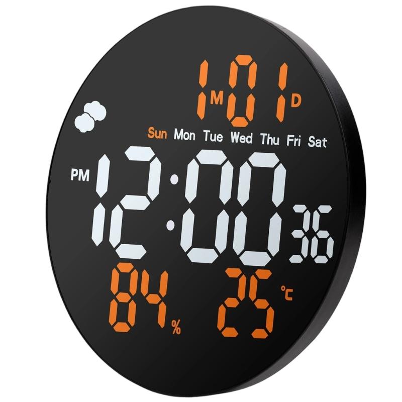 LED Digital Display Calendar Clock Temperature Humidity Detector Programmable Alarms 12/24 Hour Format Weather