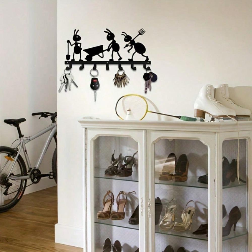 1pc Ant-Themed Metal Keychain - Modern Wall-Mounted Organizer, Effortlessly Holds Keys, Coats, And Hats | Durable Metal Hook Holder For Office