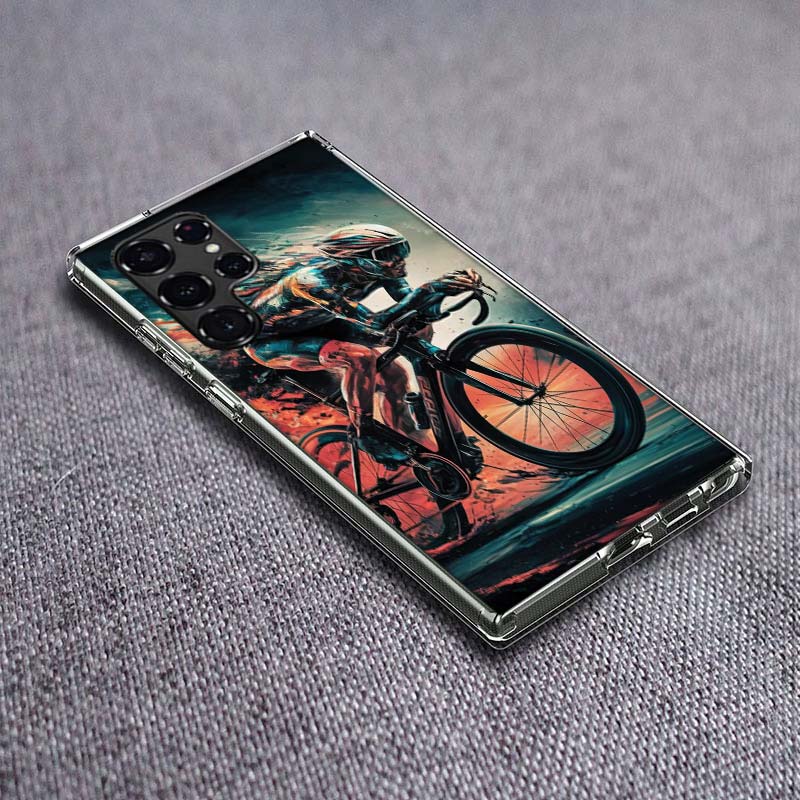Bicycle Race Phone Case For Samsung Galaxy S24 S23 S21 S20 FE S22 S26 Ultra S25 Edge S10 Plus Cover Clear TPU Capa Shell Coque S