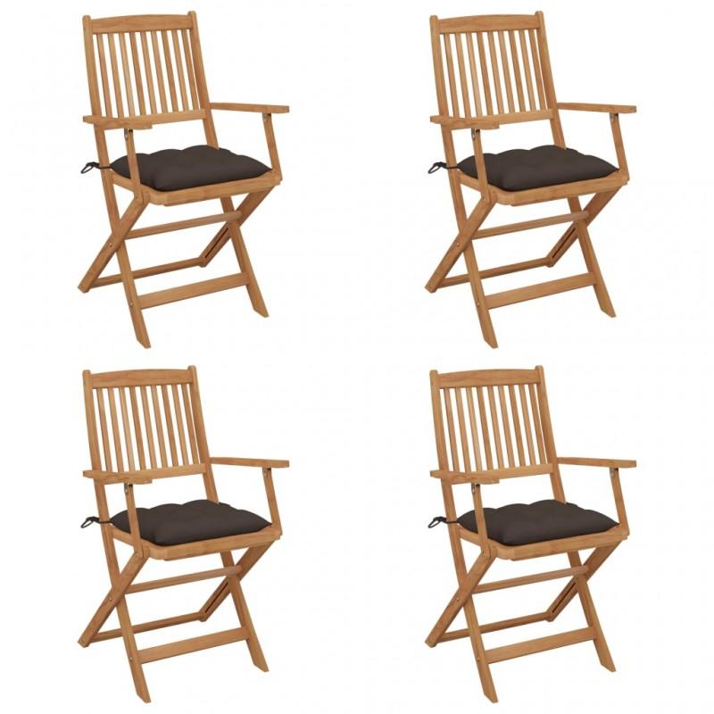 Day and Night - Day and Night Folding Garden Chairs 4 Units and Cushions Solid Acacia Wood