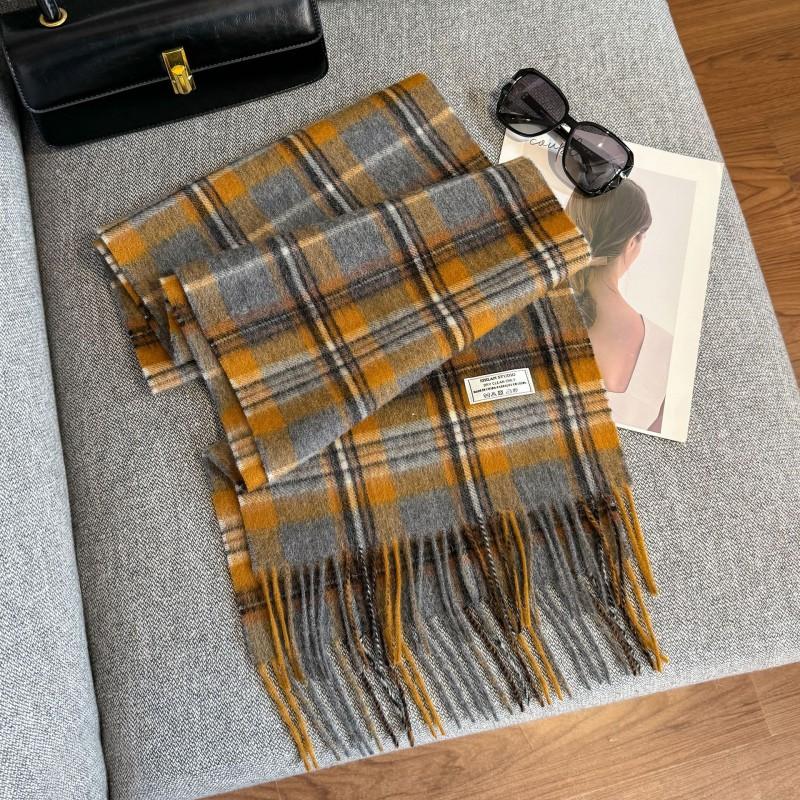 100% Wool Knitted Scarf Unisex Winter Warm Accessory Classic Plaid Long Neck Wrap Men Women