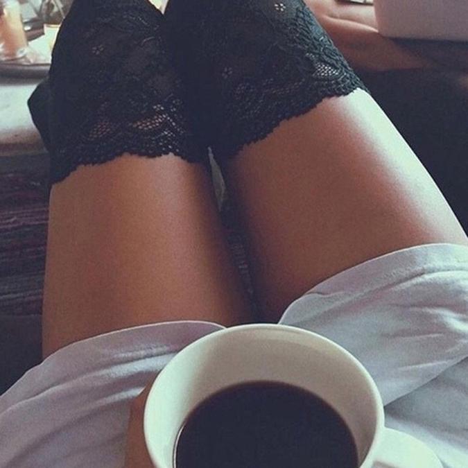 Winter Kniestrümpfe mit Spitzenbesatz Vertikale Streifen Baumwolle Oberschenkelhohe Strümpfe Rutschfest und Schlankmachend