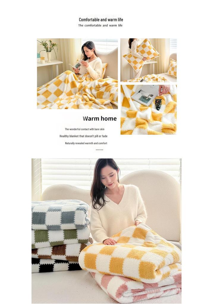 Premium Winter Coral Fleece Plaid Blanket for Women - Thickened Milk Fleece Office Nap Throw