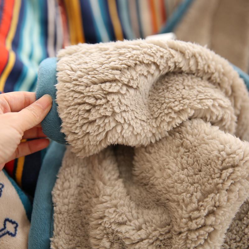 Bohemian Style Double Layer Flannel Blanket Composite Thickened Warm Nap Throw Blanket for Sofa Striped Print Bed Blanket Cover