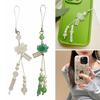 Trendy Lotuses Phone Chain Handmade Beaded Keychain Charm Fashionable Chinese Style Bag Pendant for Women Girls