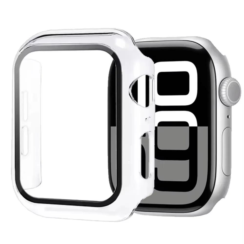 

Tempered Glass+Cover For Apple Watch 11 10 46mm 42mm Ultra 3/2 49mm Screen Protector Case iWatch Series 9 8 7 6 5SE 45mm 44 40mm Series 11-10 46mm прозрачный