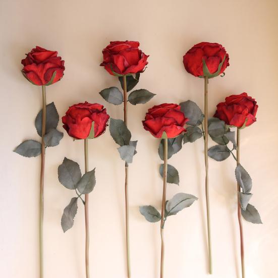 Artificial Rose Flower for Flower Arrangement Realistic Faux Silk Long Stem Rose Bouquet for Wedding Centerpiece Home Party Decor