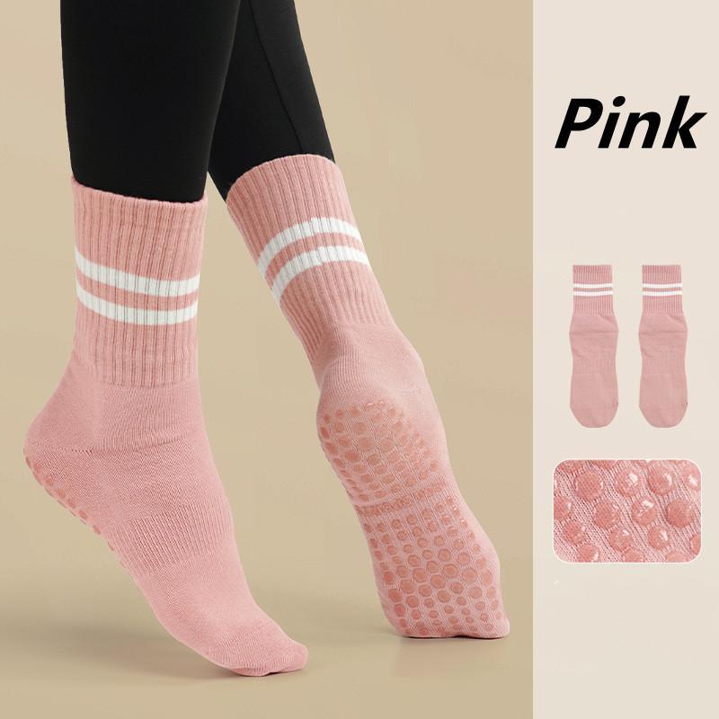 

Спортивные носки Женские носки для йоги с ручками Нескользящие носки для балета, балета, танцев, фитнеса 1 pair розовый