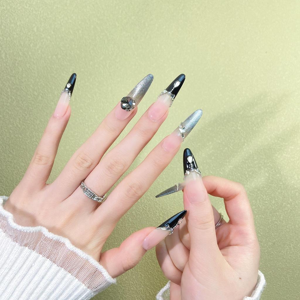 Luxury Handmade Cat Eye French Manicure Stickers - Long, Whitening & Chic