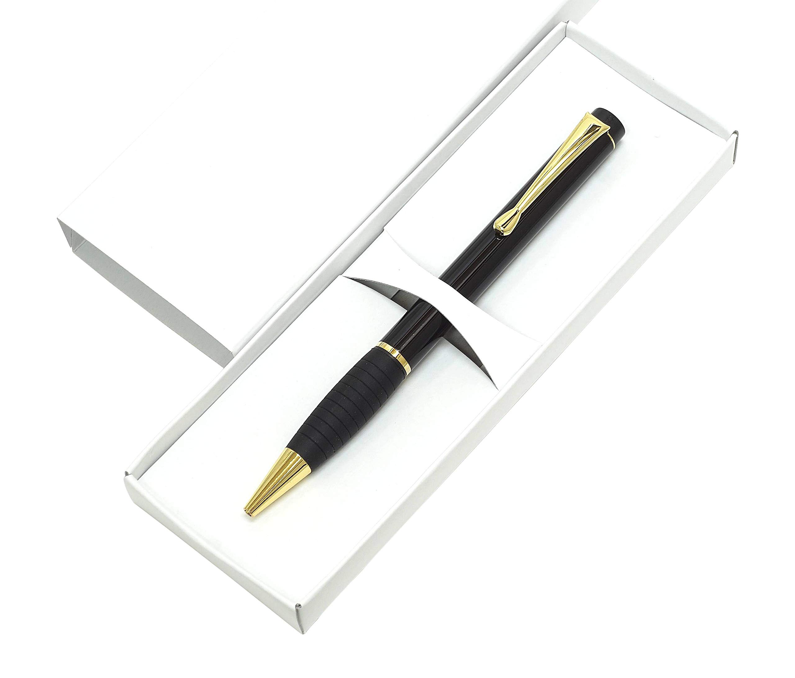 

Midnight Rubber Rotating Ballpoint Pack of Cosmetic Black The Original Ballpoint Pen with Brass Rotating Rubber Includes Metal Gold Plated Black Pen,