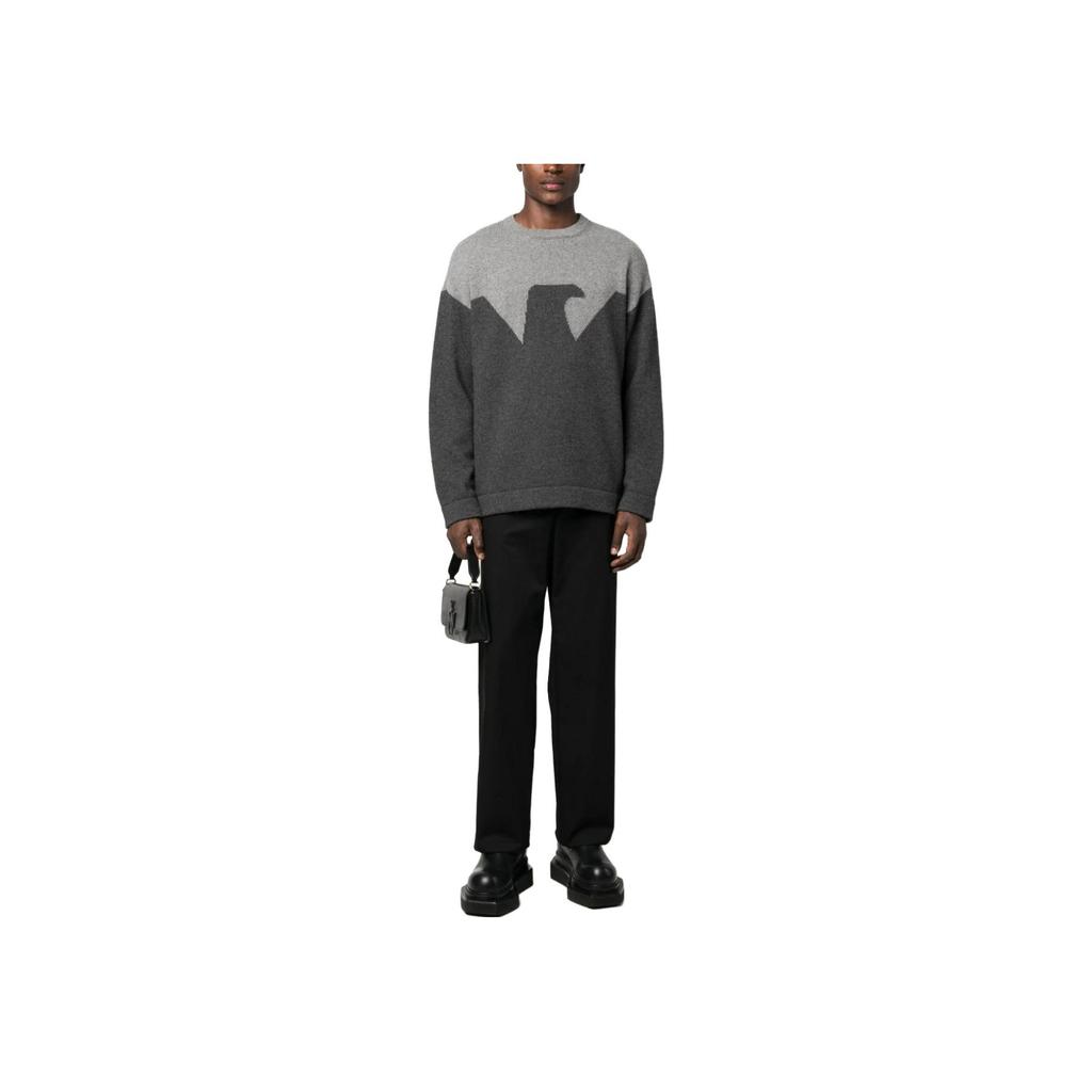 Emporio Armani Color Block Crew Neck Long Sleeve Sweater Men Sweater Light-Gray 6R1MZ51M6RZ46005