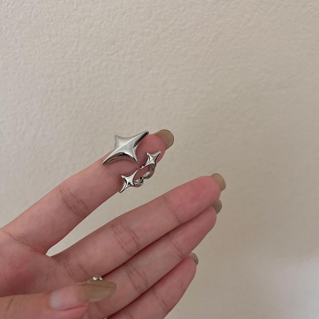 New European American Stainless Steel Ring Niche Teenage Design Featuring Star Like Minimalist Cool Personalized Temperament