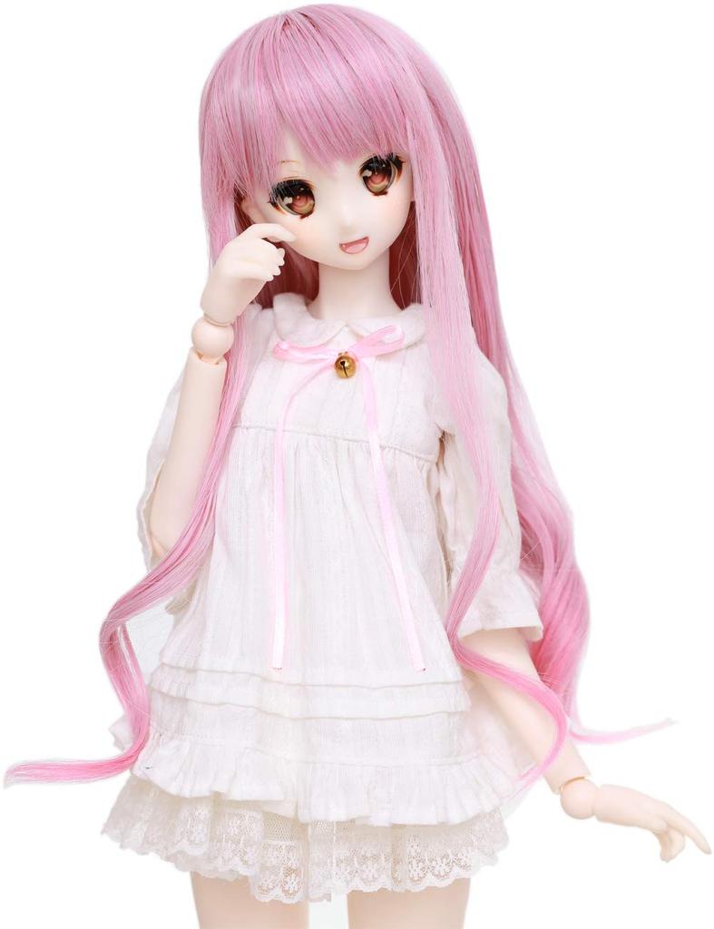 Linfairy 8~9 palců 13 velikost paruka pro panenku figurku panenky růžová + modrá (dlouhý růžový)