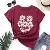 Casual Flowers Cotton T-Shirt Short Sleeve Round Neck Women 2d Print Tops