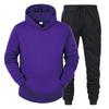 Mens Hooded Fleece Sweatshirt Set Solid Color Sport Tracksuit Winter Warm Long Sleeve Pants