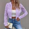 Cappotto Corto in Pizzo da Donna Primavera ed Estate Sottile Cardigan con Zip Manica Lunga Slim Moda Versatile Top Monocolore