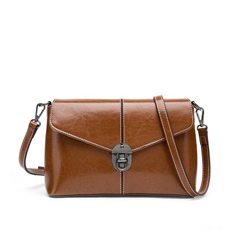 New Oil Wax Cowhide Women's Bag, Trendy Ladies' Small Square Shoulder Bag, Genuine Leather Crossbody Bag, Wholesale from Guangzhou