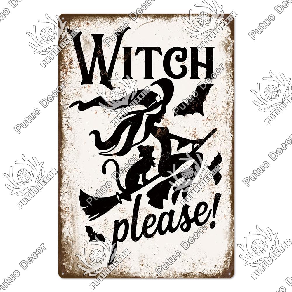 Putuo Decor Halloween Vintage Tin Signs Plaque Metal Plate Retro Poster Wall Art Decoration for Home Bar Living Room Door Yard