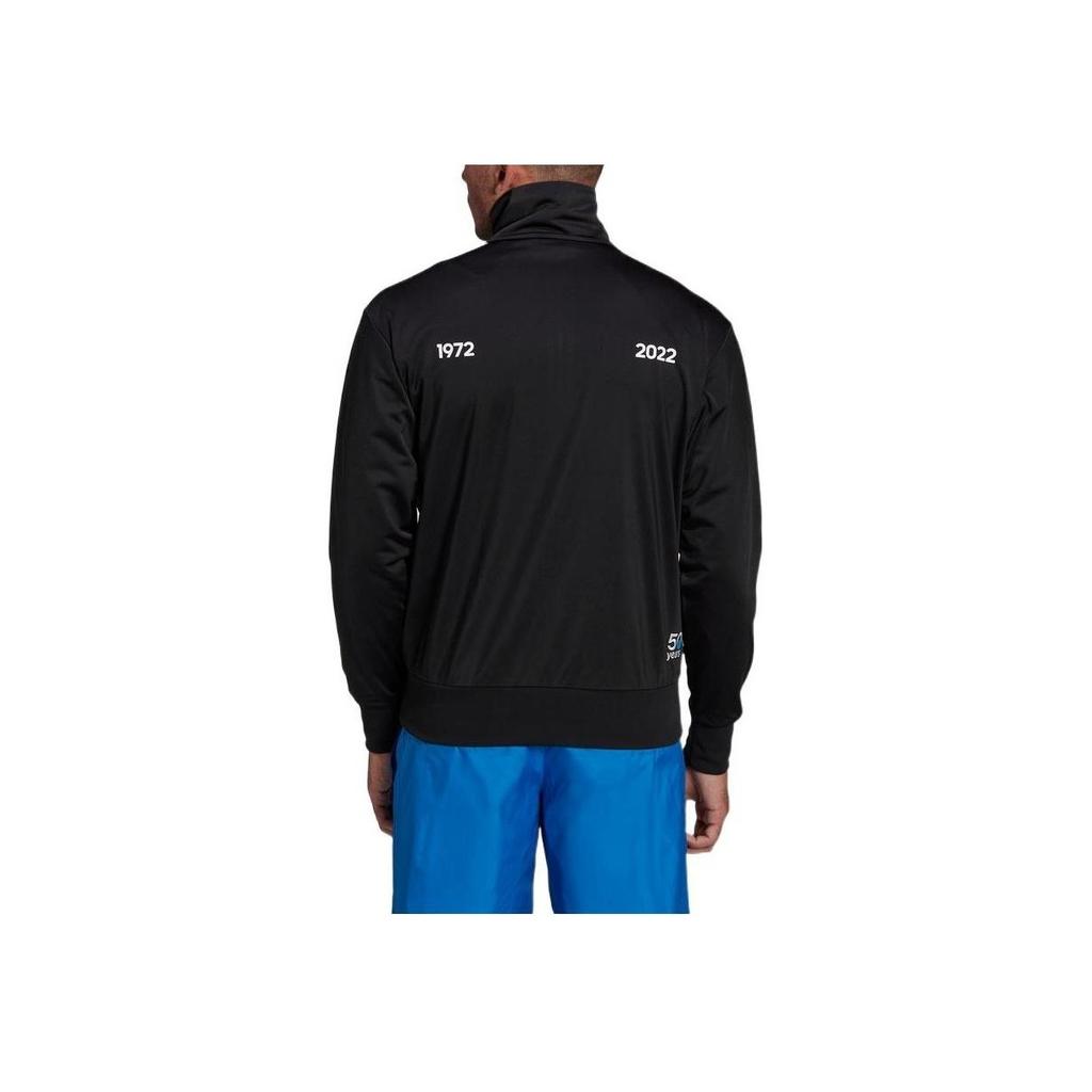 adidas Originals Kleeblatt Streifen Print Buchstaben Reißverschluss Trainingsjacke Herren Oberbekleidung Schwarz HC7133