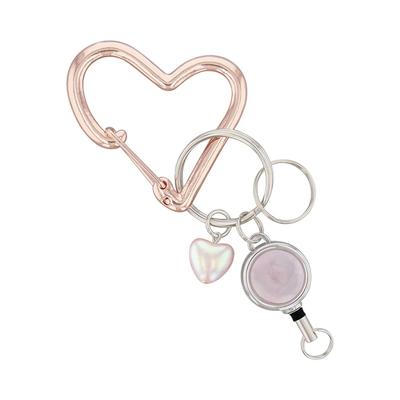 Carabiner Metal Heart [FLOWERING] (with Reel) GKH0013-PG (Pink Gold)
