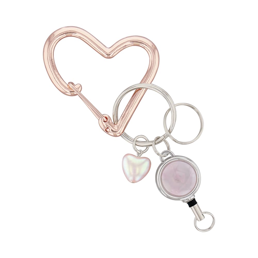 Carabiner Metal Heart [FLOWERING] (with Reel) GKH0013-PG (Pink Gold)