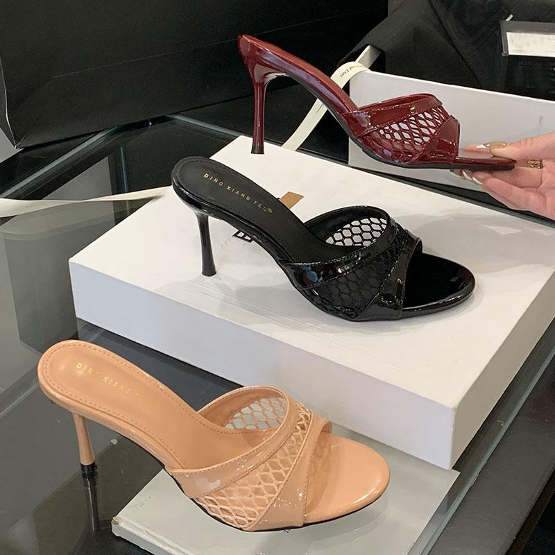 Fashion New In Summer Spring Footwear Thin Heels Women Sandals Shoes Fashion Round Toe Ladies Heeled Sandals Shoes Female Slides Pumps