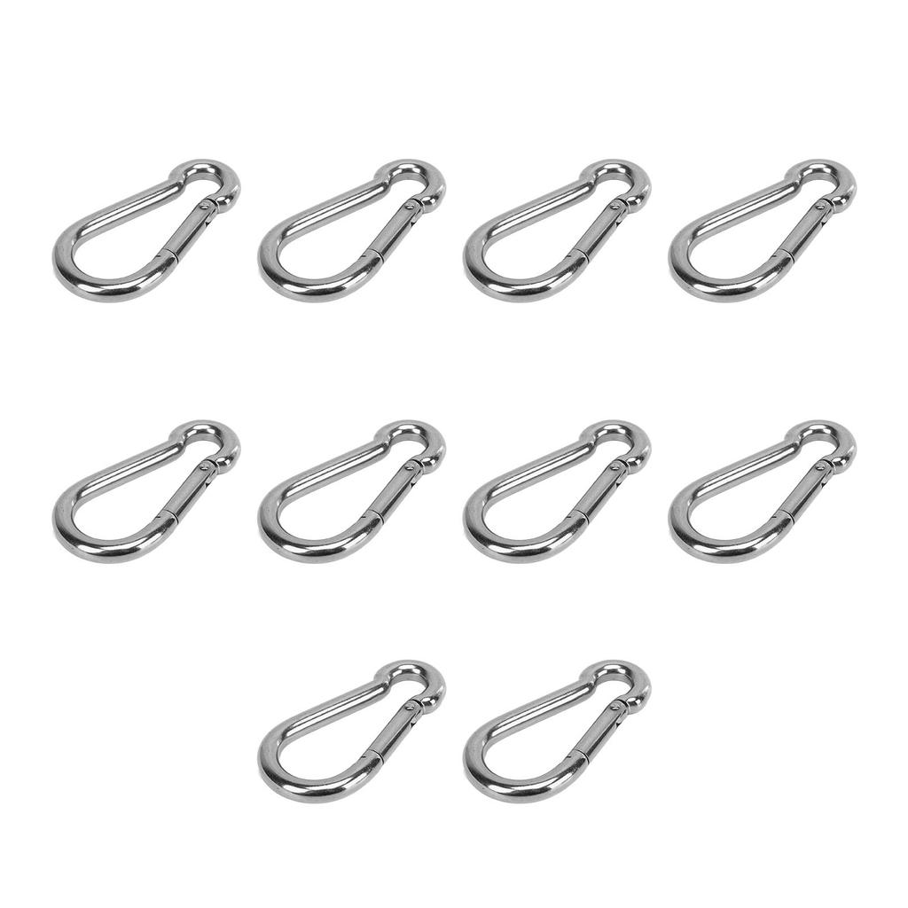 10Pcs Carabiner Clip Spring Snap Hook Stainless Steel Safety Buckle Lock for Hiking