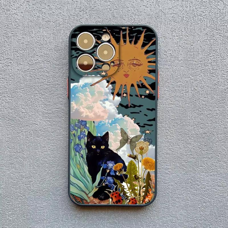 Abstract Art Cat Pattern Phone Case For iPhone 17 Pro Max 16 15 Pro Plus 14 13 Mini 12 11 XR XS 16E 17Air Shockproof Cover