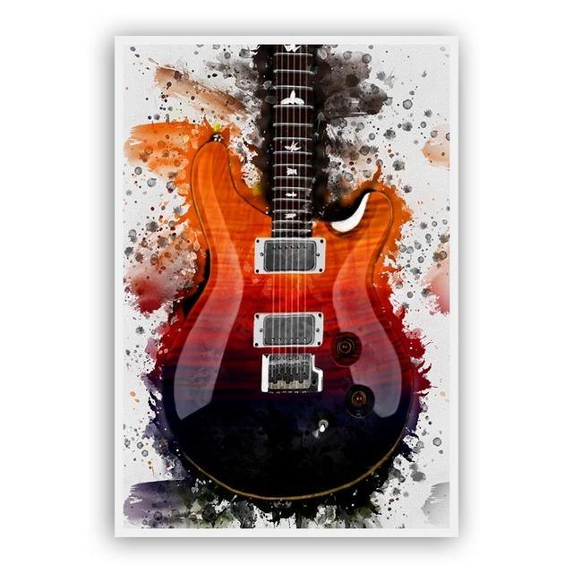 Modern Abstract Graffiti Various Guitars Posters and Prints Canvas Paintings Wall Art Pictures for Living Room Decor (No Frame)