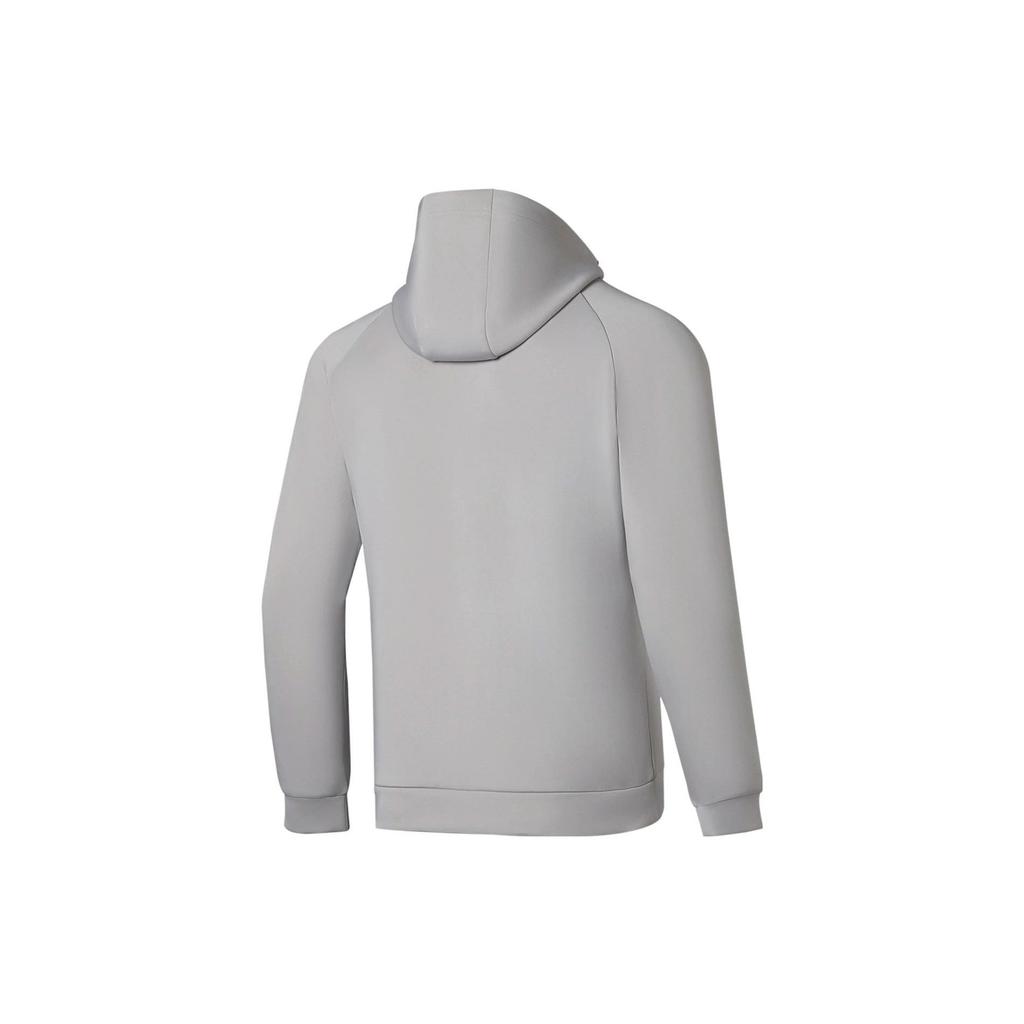 Li Ning Fitness Series Sweatshirts Men's Gray Hooded Moderate Cardigan AWDS791-4
