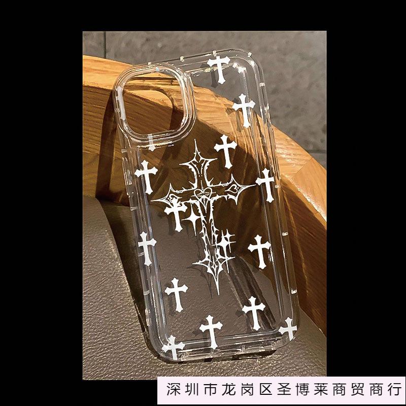 Tide brand black cross for Apple 16Pro iPhone mobile phone case TPU soft case cross
