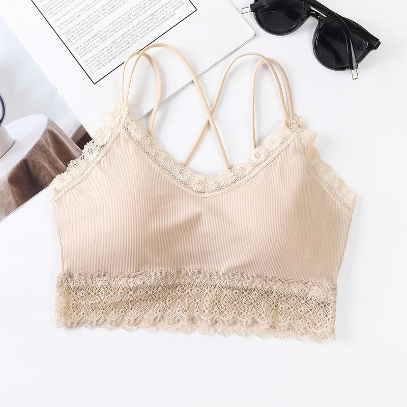 

Женский кружевной спортивный бюстгальтер Ice Silk — сексуальный, удобный, дышащий и стильный. One Size абрикосовый