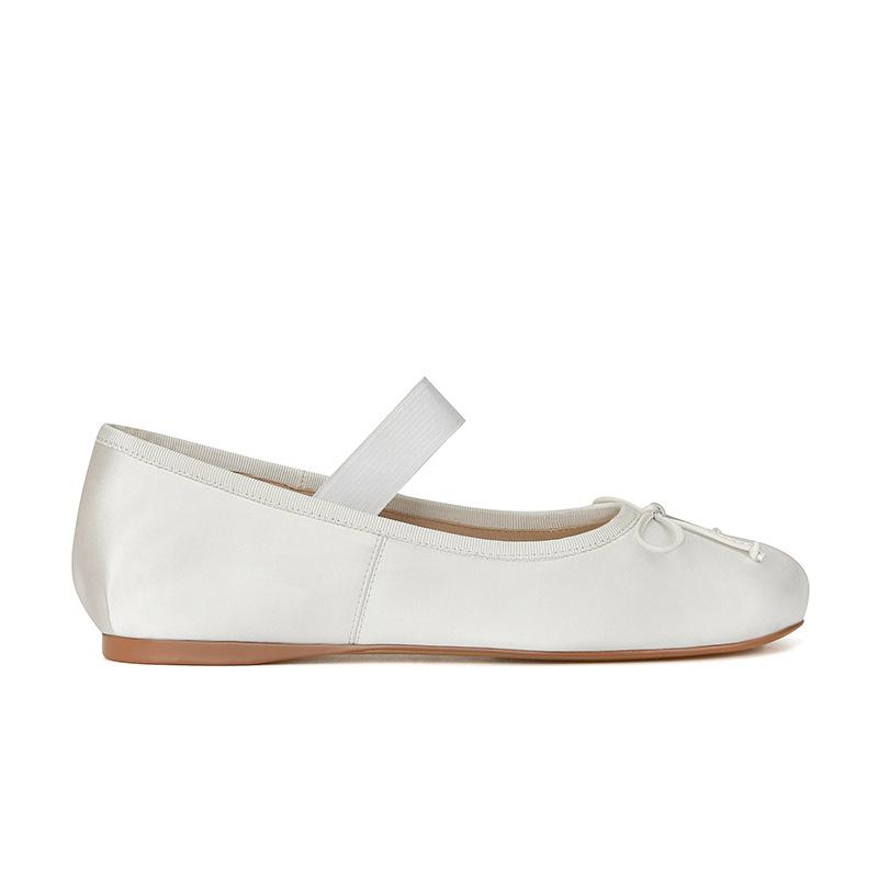[Shei Su Yinyin] First Meeting In July~ Bow Satin Light Mouth Versatile Casual Mary Jane Ballet Women's Shoes