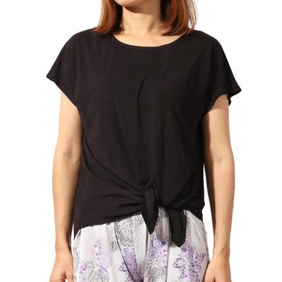 One Yoga Asymmetrical Ribbon Black Pane(t) Women's Top, Tee,