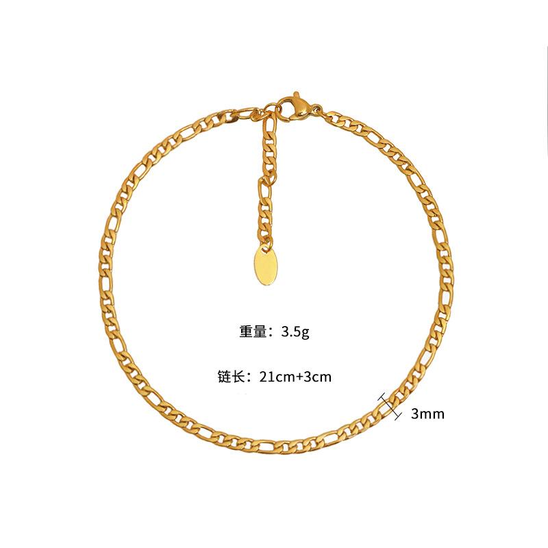 Popular Titanium Steel Retro Plated 18K Gold Necklace Women'S Personality Niche Hip Hop Bracelet Style Versatile Jewelry
