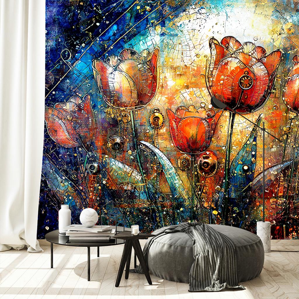 Wallpaper Abstract Flowers Colorful