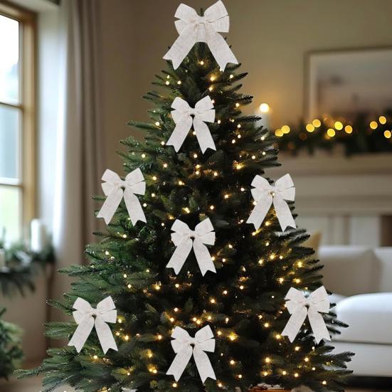 Jutová mašle Rustikální jutové stuhy Mašle Předvázané mašle na věnec Ozdoba na špičku vánočního stromku Ozdoba na narozeninovou svatbu Sváteční párty dekorace