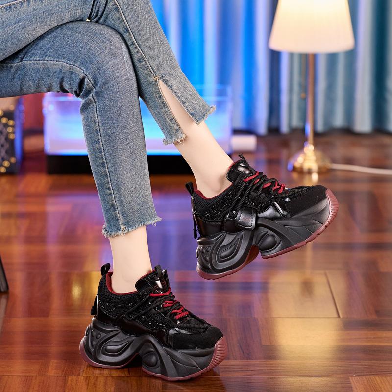 Sports dad shoes mesh thick sole showing feet small inner height increase women's shoes versatile casual ins tide white shoes explosion