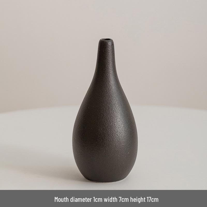 Modern Minimalist Black Ceramic Vase for Home Décor - Small Dried Flower Vase for Living Room