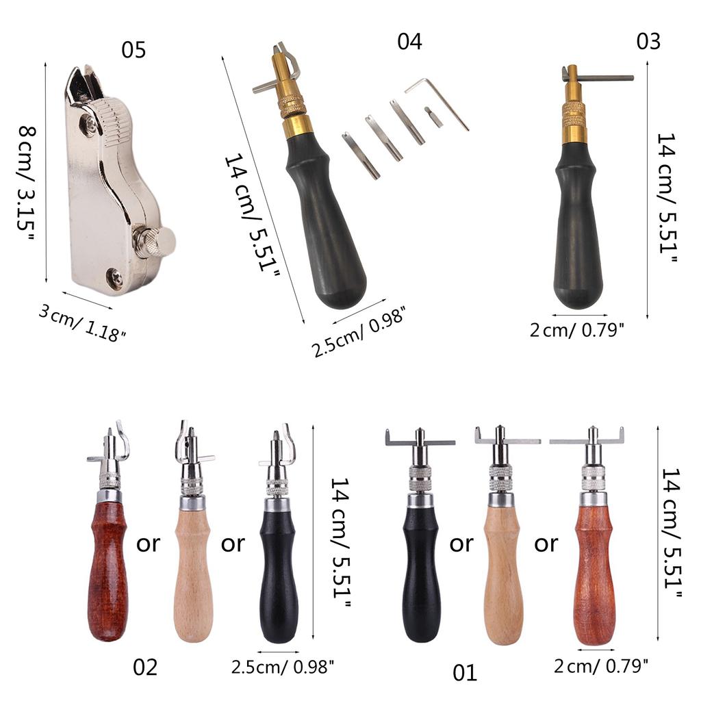 Leather Edge Groover Multifunctional Wood Handle Trencher Leather Grooving Tool for Craftsmen