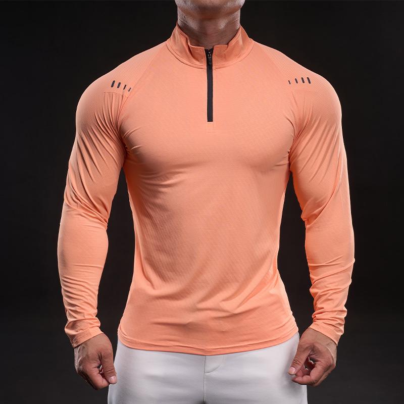 New Stand-up Collar Half Zipper Sweatshirt Sports Men's Long-sleeved Casual Slim Outdoor Sweatshirt Men