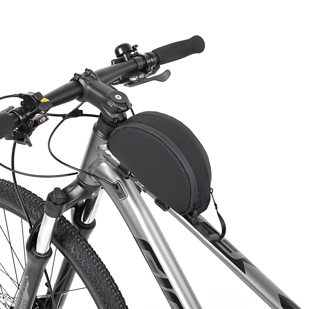 Kompakte 3D-Mummy-Fahrradtasche: Halbkreisförmige, geräumige, beinfreundliche Oberrohr-Aufbewahrung