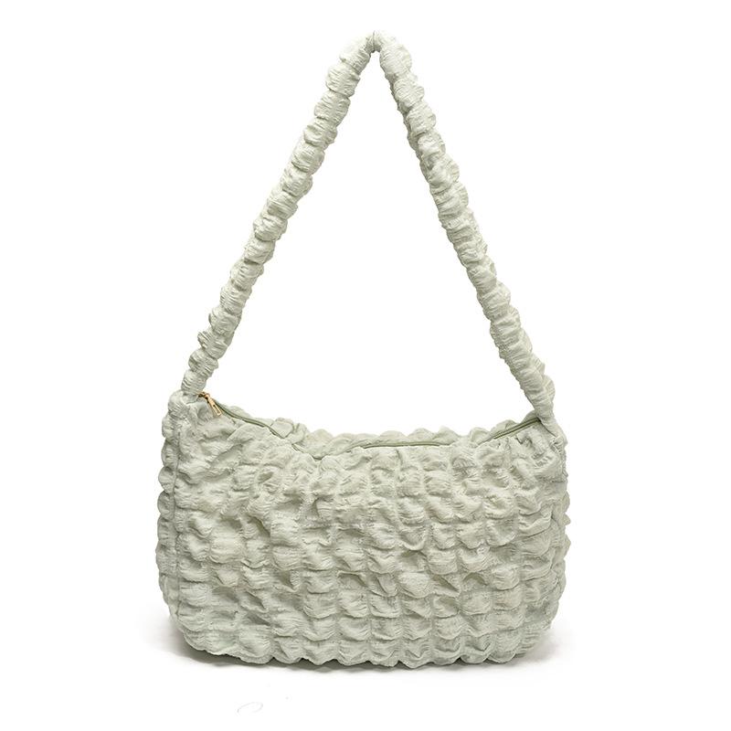 2026 Spring Summer Women's Hobo Bag Soft Bubble Pleated Shoulder Bag Versatile Underarm Shoulder Purse Casual Daily Handbag