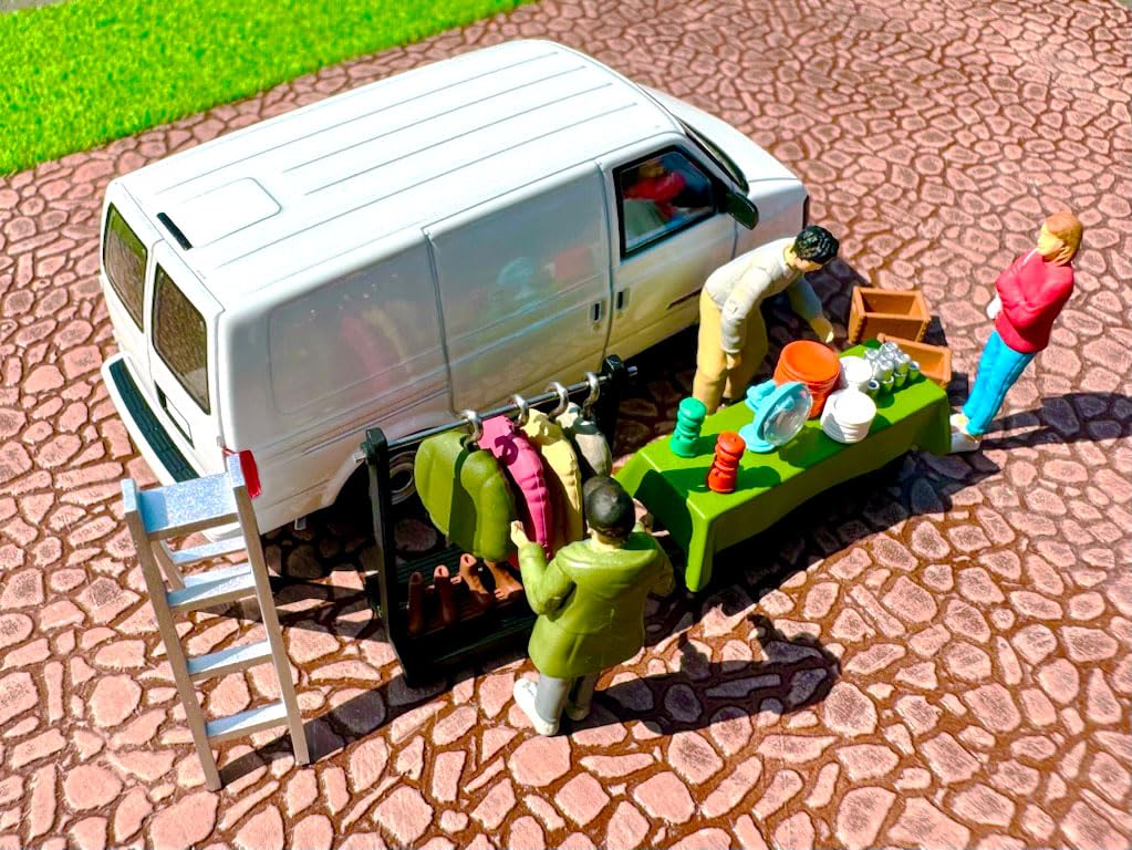 TOMYTEC GeoColle 64 26a Swap Meet ABS PVC figure and accessory set scale miniature car set 333845 #CarSnap resin, + 1/64 die-cast