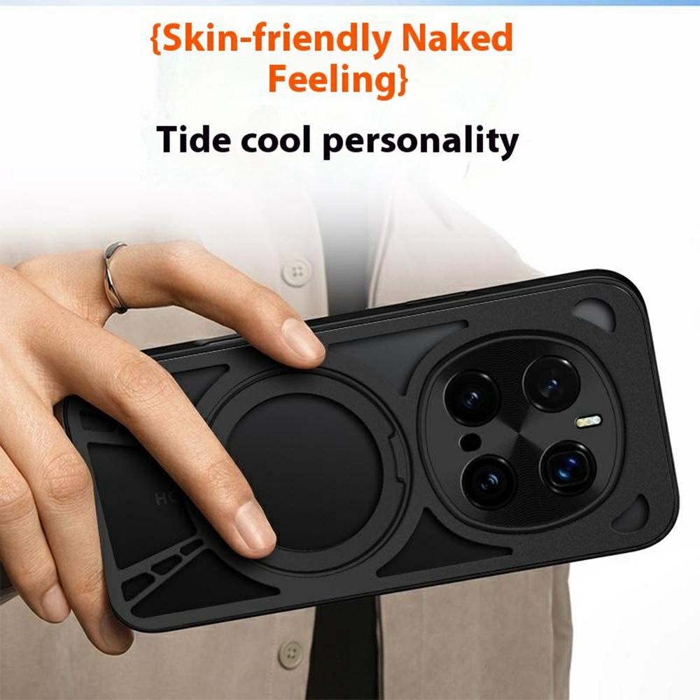 For Honor Magic7 Pro 5G Case Magnetic Kickstand Hollow Heat Dissipation Silicone+PC+Metal Bumper Phone Cover
