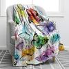 Purple Butterfly Flannel Blanket Watercolor Pattern Blanket Home Office Nap Blanket Air Conditioning Blanket