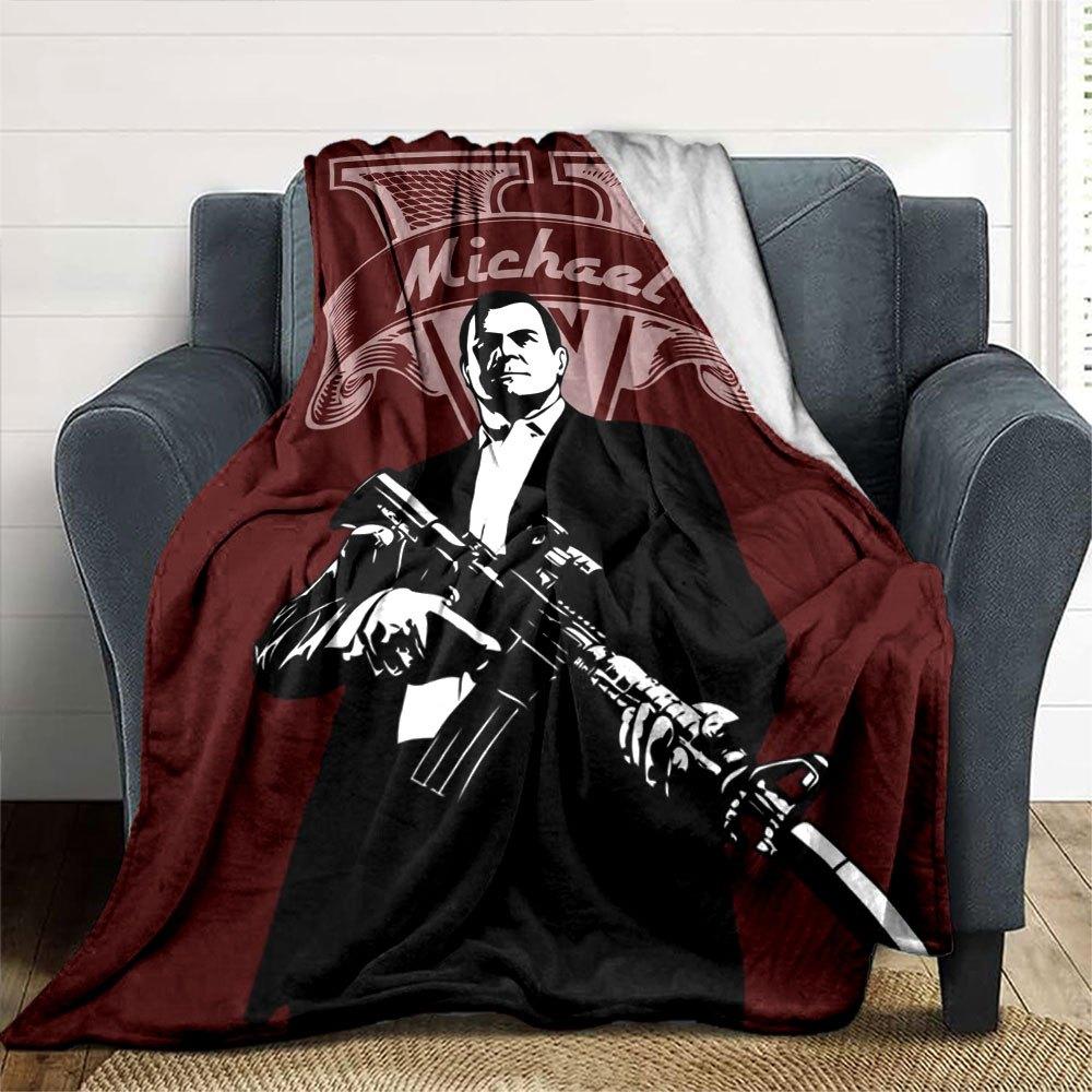 1pc Grand Theft Auto Soft Flannel Blanket with Designer Print A cozy blanket for all seasons, perfect for the couch, bed, office